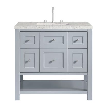 James Martin Vanities Breckenridge 36" Serenity Blue Single Vanity With 3cm Eternal Jasmine Pearl Quartz Top