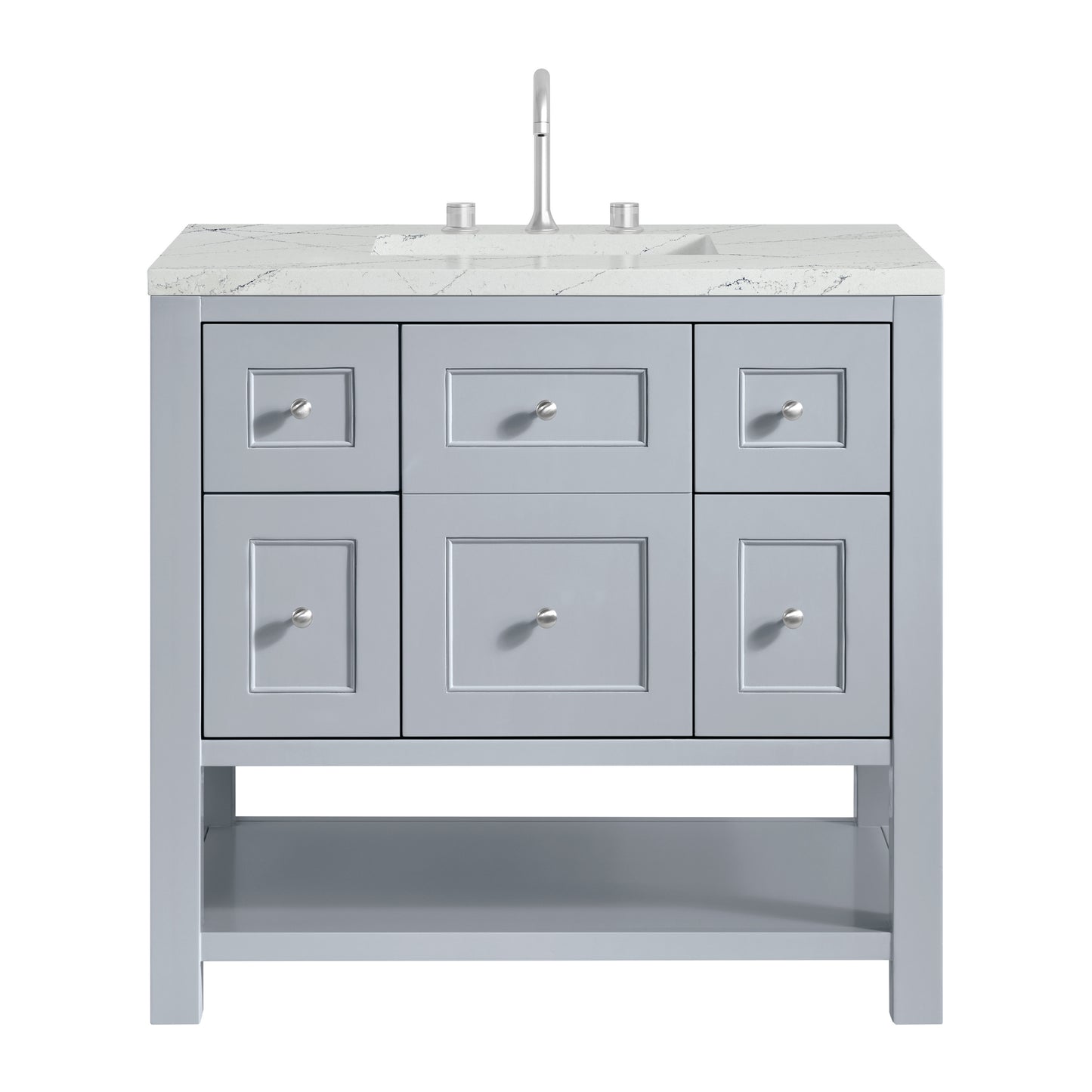 James Martin Vanities Breckenridge 36" Serenity Blue Single Vanity With 3cm Ethereal Noctis Quartz Top