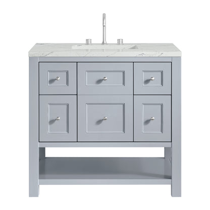 James Martin Vanities Breckenridge 36" Serenity Blue Single Vanity With 3cm Ethereal Noctis Quartz Top