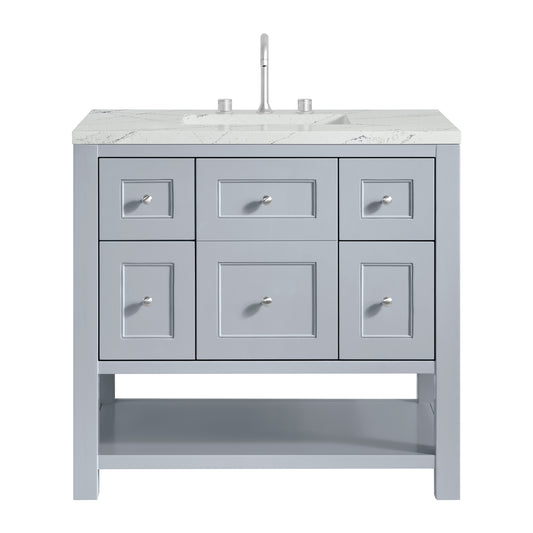 James Martin Vanities Breckenridge 36" Serenity Blue Single Vanity With 3cm Ethereal Noctis Quartz Top