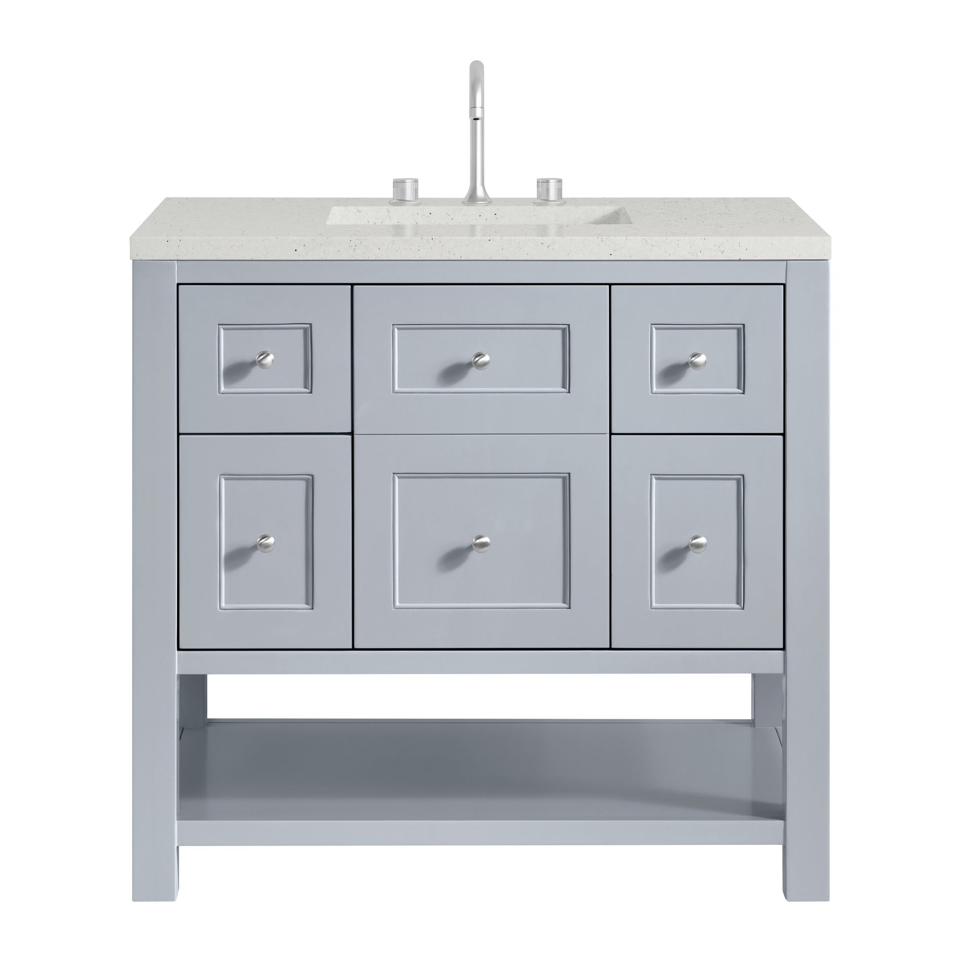 James Martin Vanities Breckenridge 36" Serenity Blue Single Vanity With 3cm Lime Delight Quartz Top