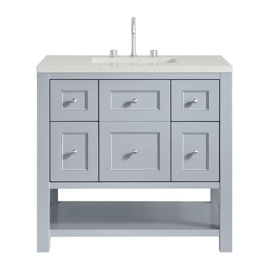James Martin Vanities Breckenridge 36" Serenity Blue Single Vanity With 3cm Lime Delight Quartz Top