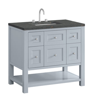 James Martin Vanities Breckenridge 36" Serenity Blue Single Vanity With 3cm Parisien Bleu Quartz Top