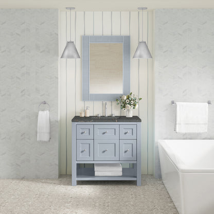 James Martin Vanities Breckenridge 36" Serenity Blue Single Vanity With 3cm Parisien Bleu Quartz Top