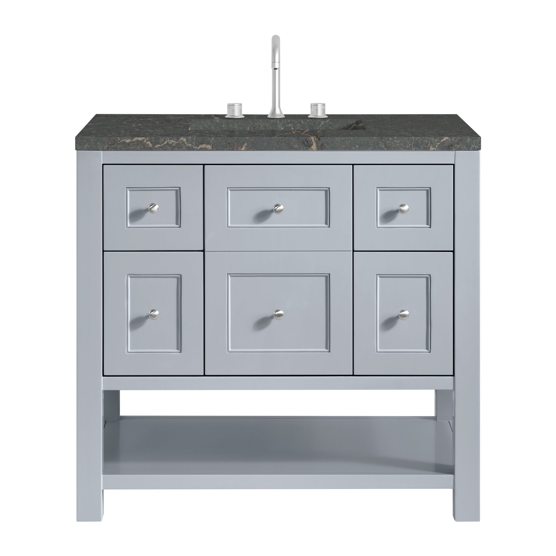 James Martin Vanities Breckenridge 36" Serenity Blue Single Vanity With 3cm Parisien Bleu Quartz Top