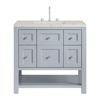 James Martin Vanities Breckenridge 36" Serenity Blue Single Vanity With 3cm Victorian Silver Quartz Top