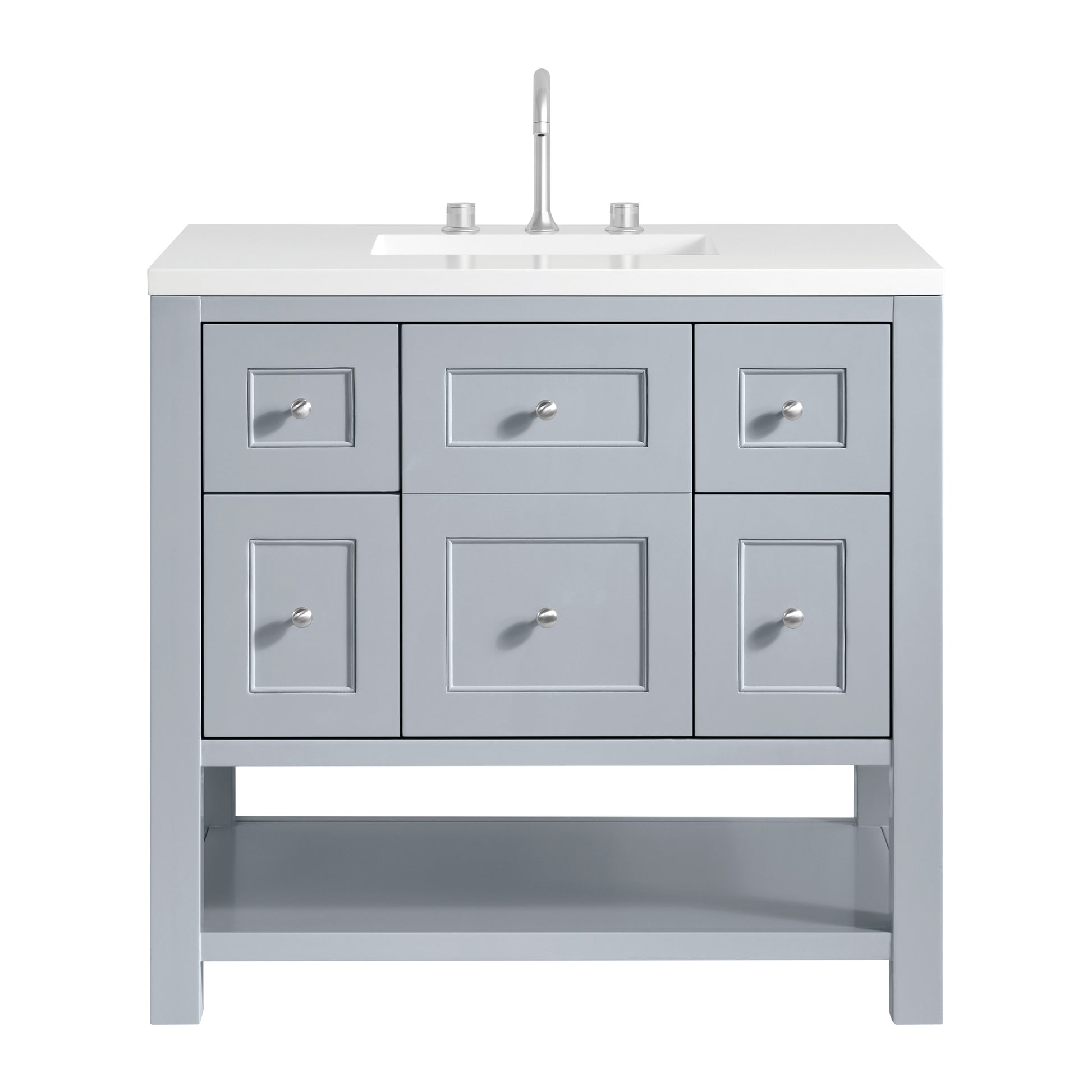 James Martin Vanities Breckenridge 36" Serenity Blue Single Vanity With 3cm White Zeus Quartz Top