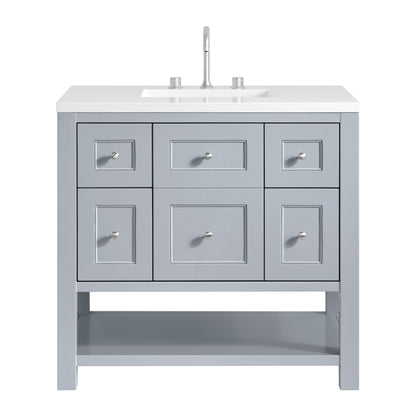 James Martin Vanities Breckenridge 36" Serenity Blue Single Vanity With 3cm White Zeus Quartz Top