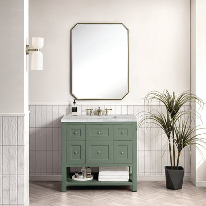 James Martin Vanities Breckenridge 36" Smokey Celadon Single Vanity With 3 cm Victorian Silver Top