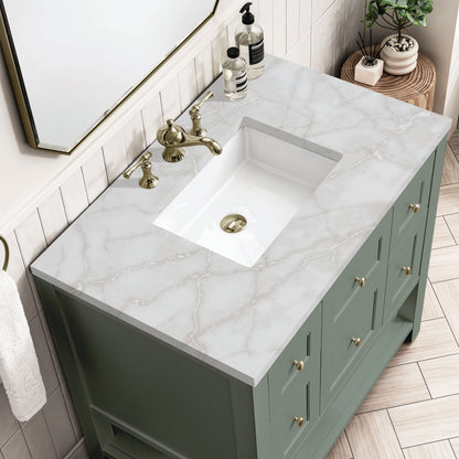 James Martin Vanities Breckenridge 36" Smokey Celadon Single Vanity With 3 cm Victorian Silver Top