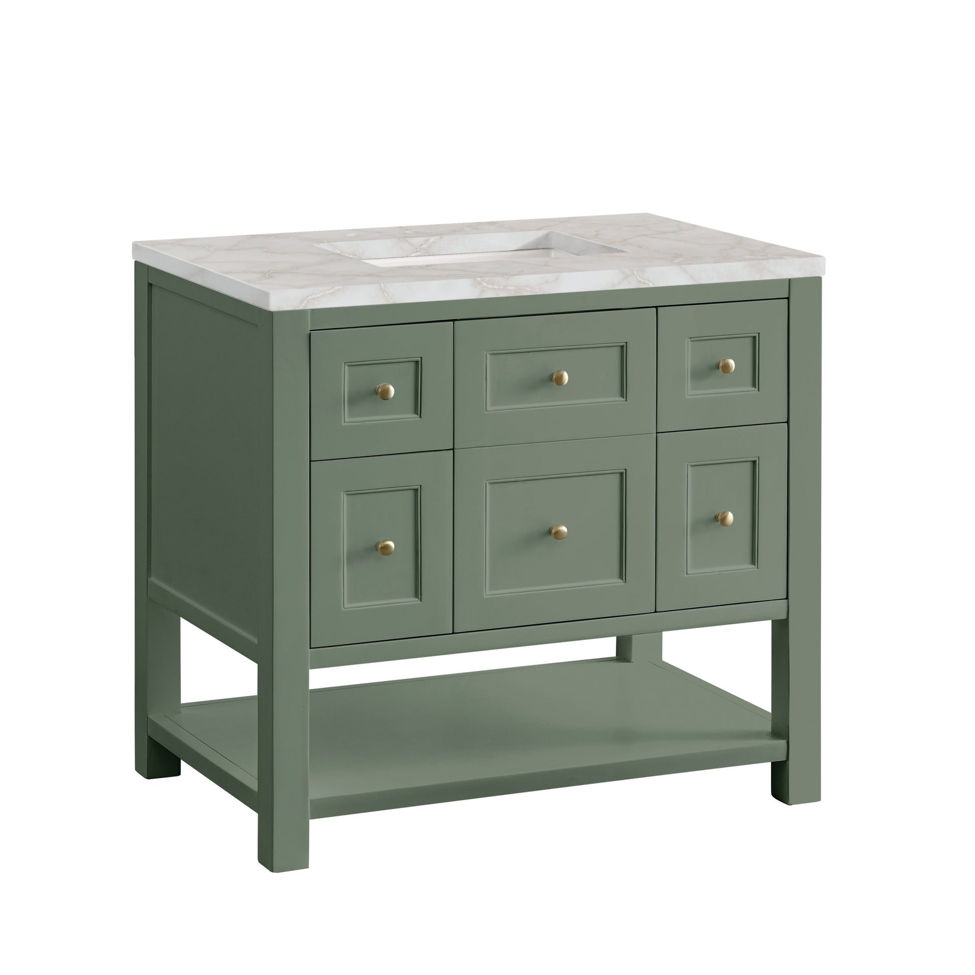 James Martin Vanities Breckenridge 36" Smokey Celadon Single Vanity With 3 cm Victorian Silver Top