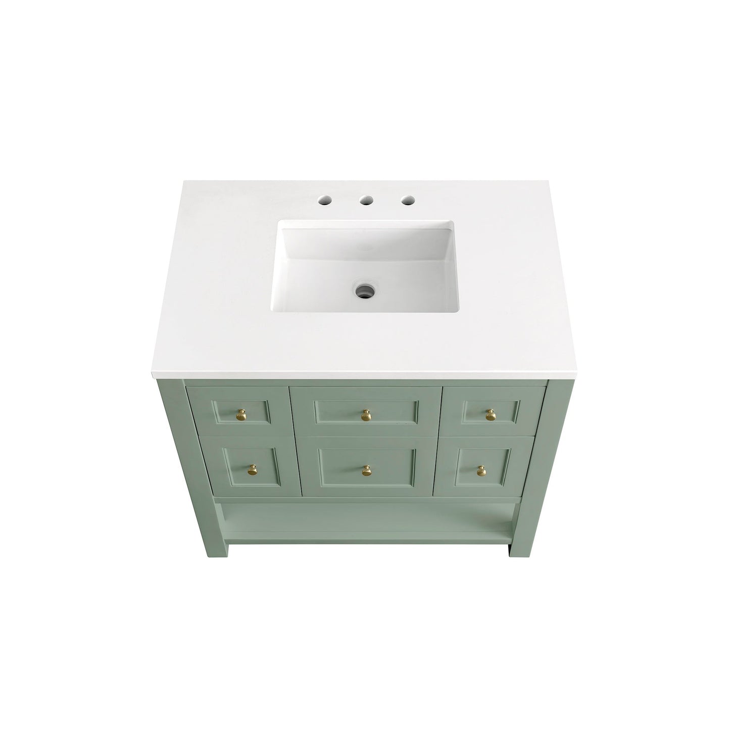 James Martin Vanities Breckenridge 36" Smokey Celadon Single Vanity With 3 cm White Zeus Top