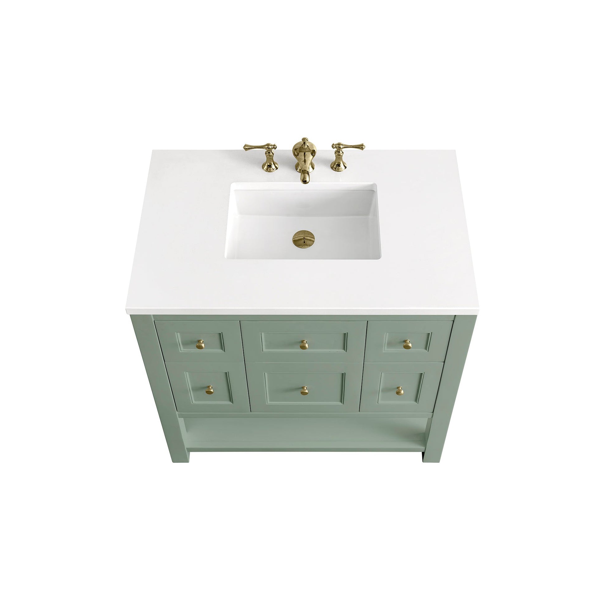 James Martin Vanities Breckenridge 36" Smokey Celadon Single Vanity With 3 cm White Zeus Top