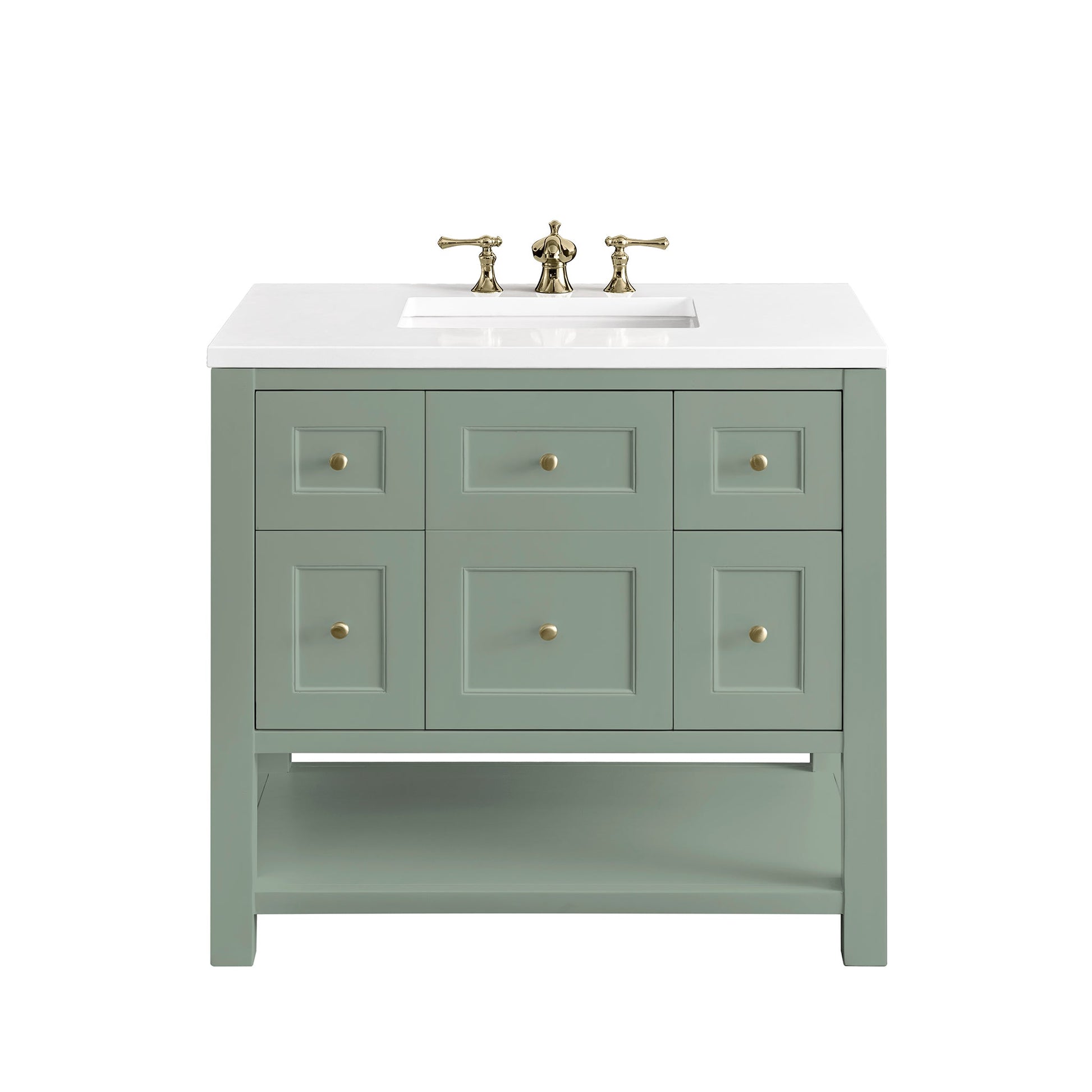 James Martin Vanities Breckenridge 36" Smokey Celadon Single Vanity With 3 cm White Zeus Top