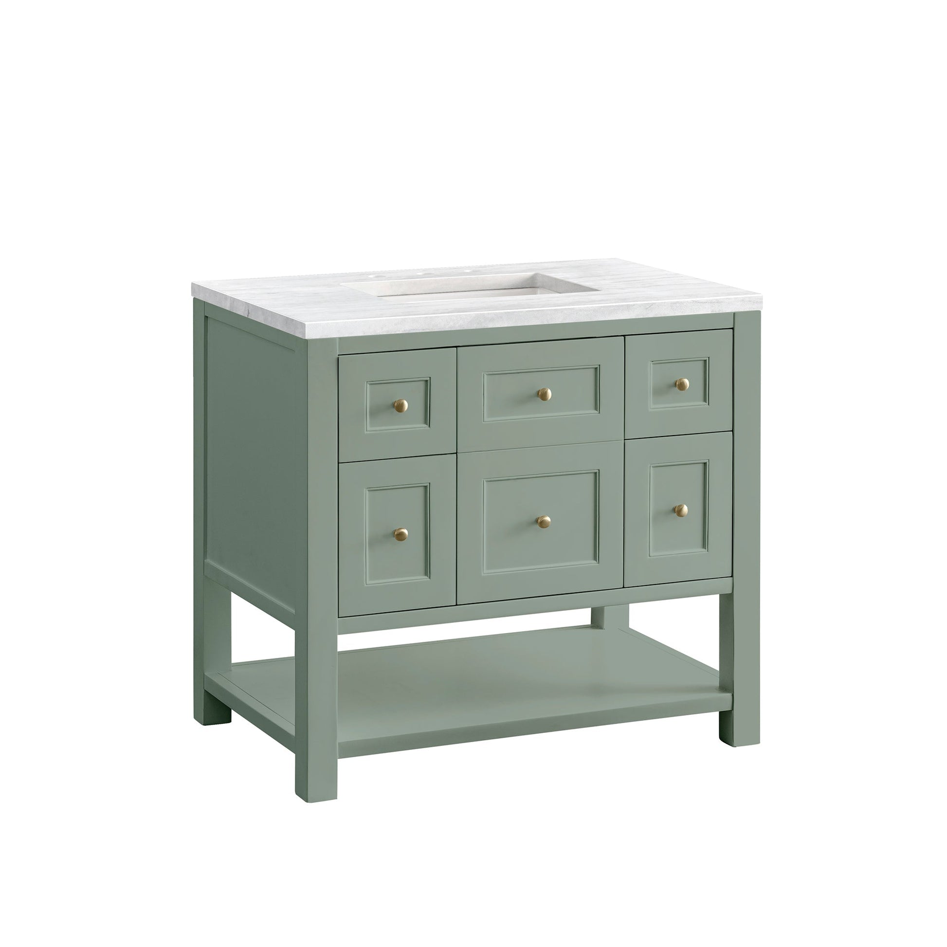 James Martin Vanities Breckenridge 36" Smokey Celadon Single Vanity With 3cm Arctic Fall Top