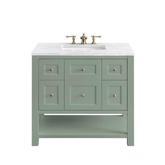 James Martin Vanities Breckenridge 36" Smokey Celadon Single Vanity With 3cm Arctic Fall Top