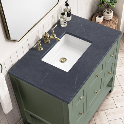 James Martin Vanities Breckenridge 36" Smokey Celadon Single Vanity With 3cm Charcoal Soapstone Top