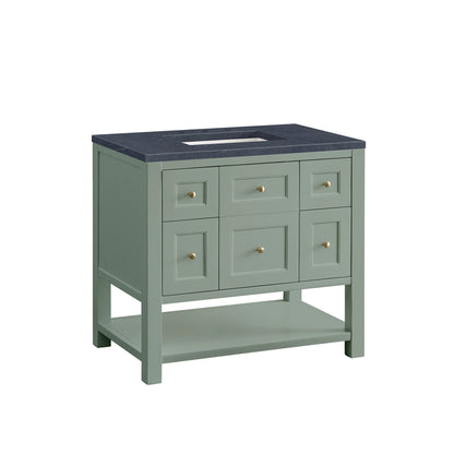 James Martin Vanities Breckenridge 36" Smokey Celadon Single Vanity With 3cm Charcoal Soapstone Top