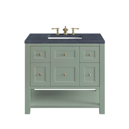 James Martin Vanities Breckenridge 36" Smokey Celadon Single Vanity With 3cm Charcoal Soapstone Top