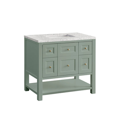 James Martin Vanities Breckenridge 36" Smokey Celadon Single Vanity With 3cm Eternal Jasmine Pearl Top