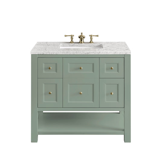 James Martin Vanities Breckenridge 36" Smokey Celadon Single Vanity With 3cm Eternal Jasmine Pearl Top