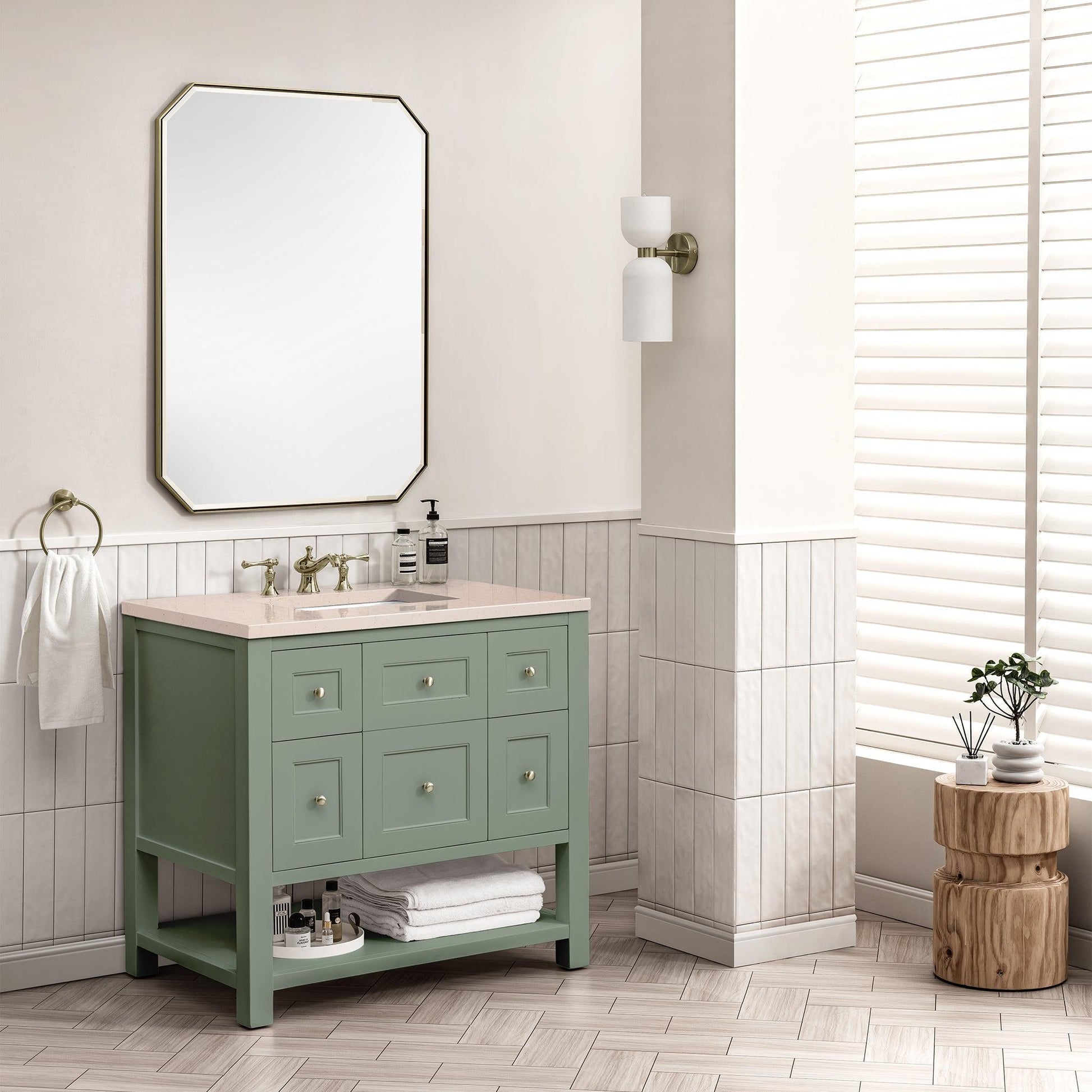 James Martin Vanities Breckenridge 36" Smokey Celadon Single Vanity With 3cm Eternal Marfil Top