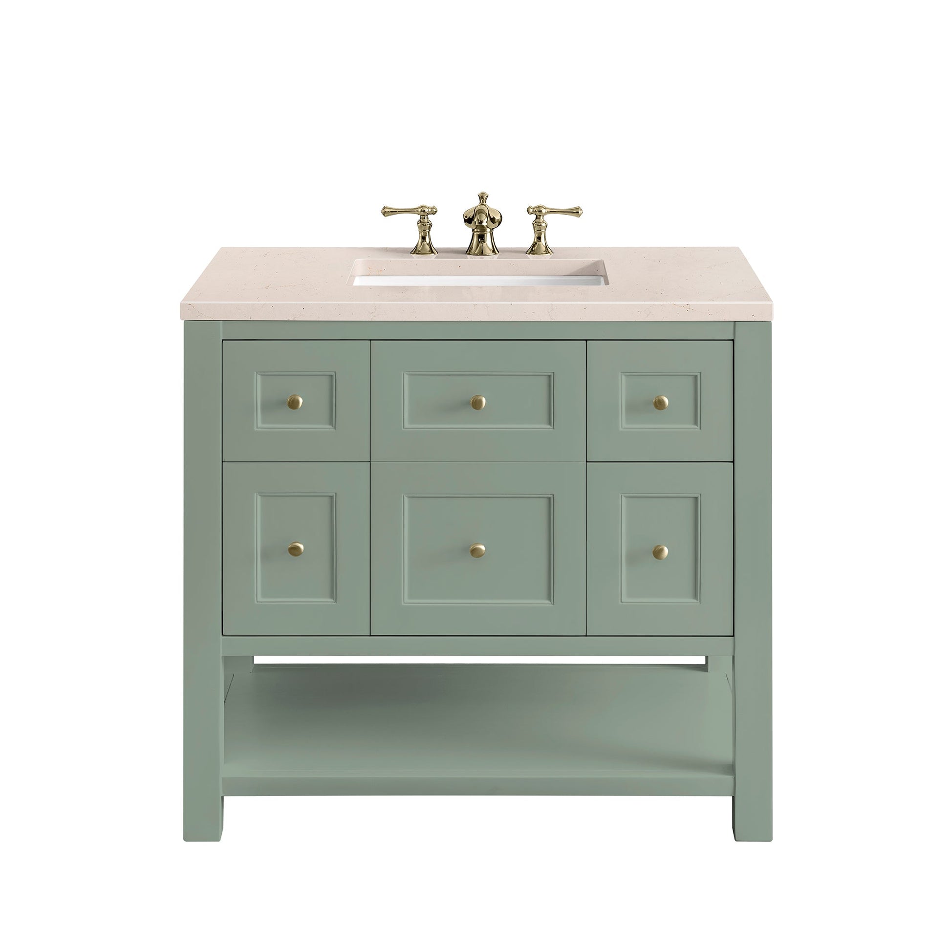 James Martin Vanities Breckenridge 36" Smokey Celadon Single Vanity With 3cm Eternal Marfil Top