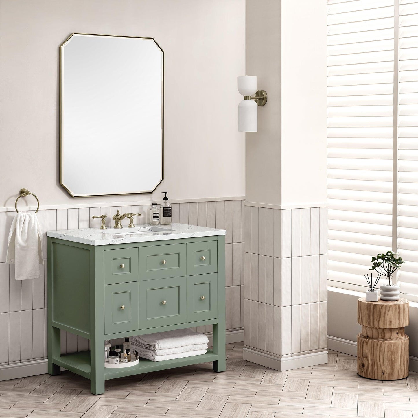 James Martin Vanities Breckenridge 36" Smokey Celadon Single Vanity With 3cm Ethereal Noctis Top