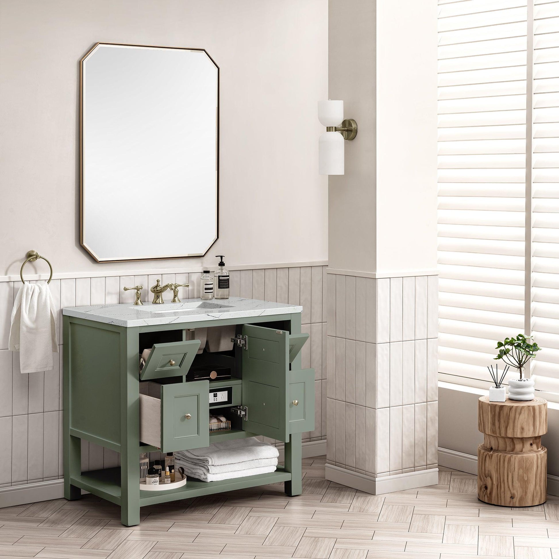 James Martin Vanities Breckenridge 36" Smokey Celadon Single Vanity With 3cm Ethereal Noctis Top