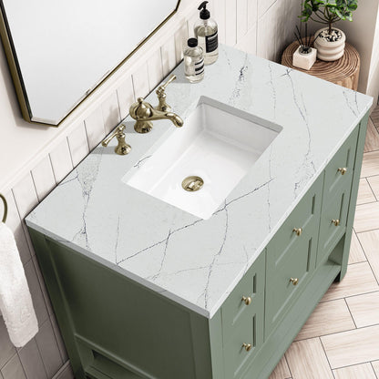 James Martin Vanities Breckenridge 36" Smokey Celadon Single Vanity With 3cm Ethereal Noctis Top