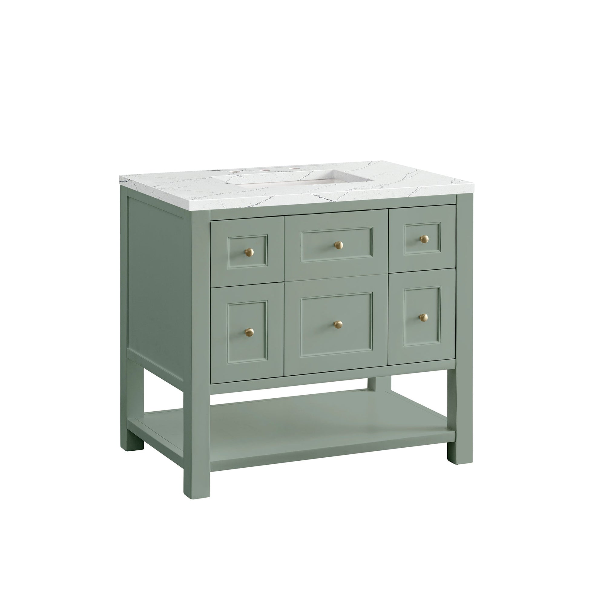 James Martin Vanities Breckenridge 36" Smokey Celadon Single Vanity With 3cm Ethereal Noctis Top