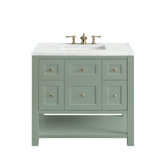 James Martin Vanities Breckenridge 36" Smokey Celadon Single Vanity With 3cm Ethereal Noctis Top