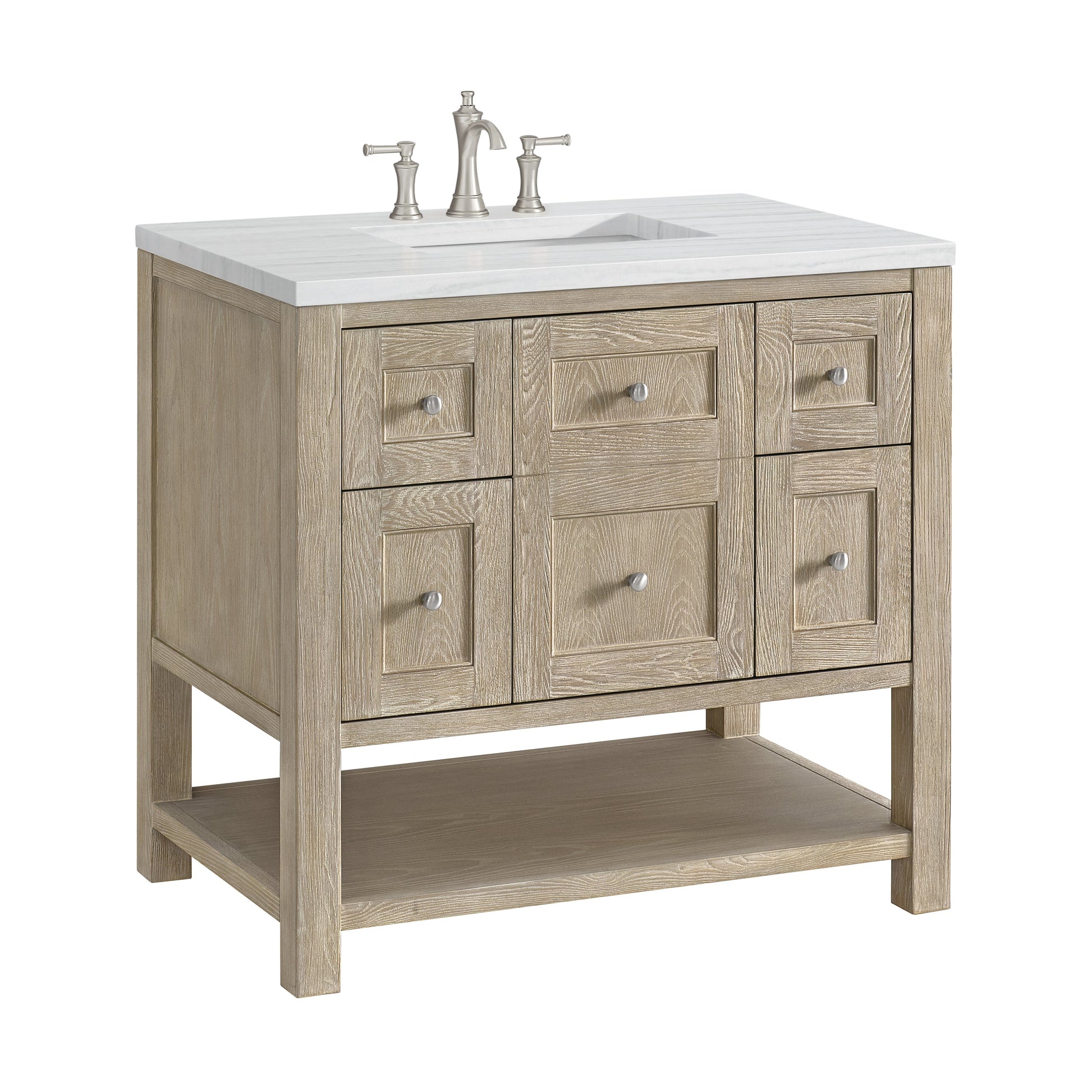 James Martin Vanities Breckenridge 36" Whitewashed Oak Single Vanity With 3 cm Arctic Fall Solid Surface Top