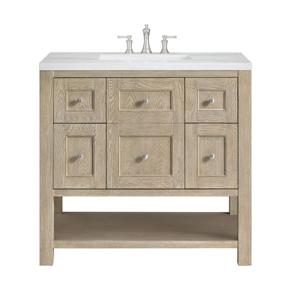 James Martin Vanities Breckenridge 36" Whitewashed Oak Single Vanity With 3 cm Arctic Fall Solid Surface Top