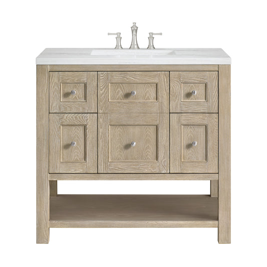 James Martin Vanities Breckenridge 36" Whitewashed Oak Single Vanity With 3 cm Arctic Fall Solid Surface Top