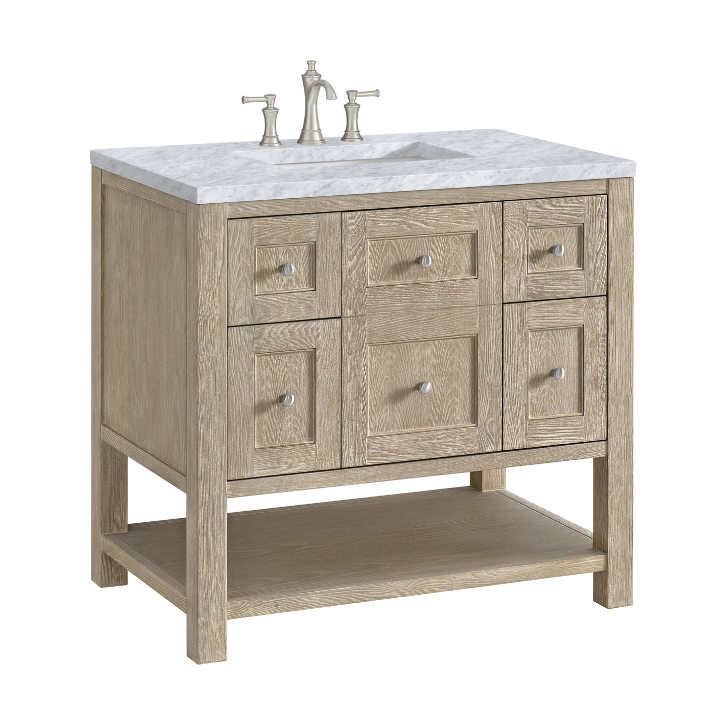 James Martin Vanities Breckenridge 36" Whitewashed Oak Single Vanity With 3 cm Carrara White Marble Top