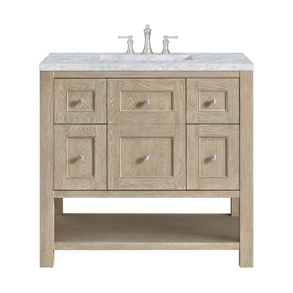 James Martin Vanities Breckenridge 36" Whitewashed Oak Single Vanity With 3 cm Carrara White Marble Top