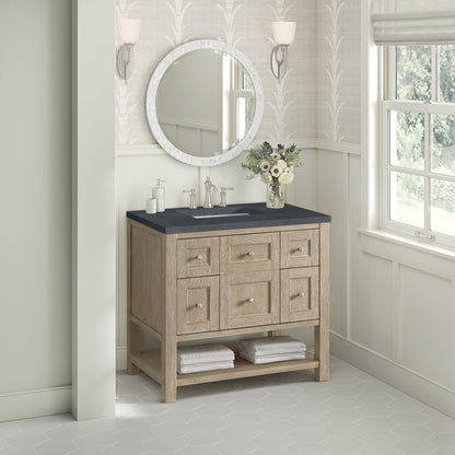 James Martin Vanities Breckenridge 36" Whitewashed Oak Single Vanity With 3 cm Charcoal Soapstone Quartz Top