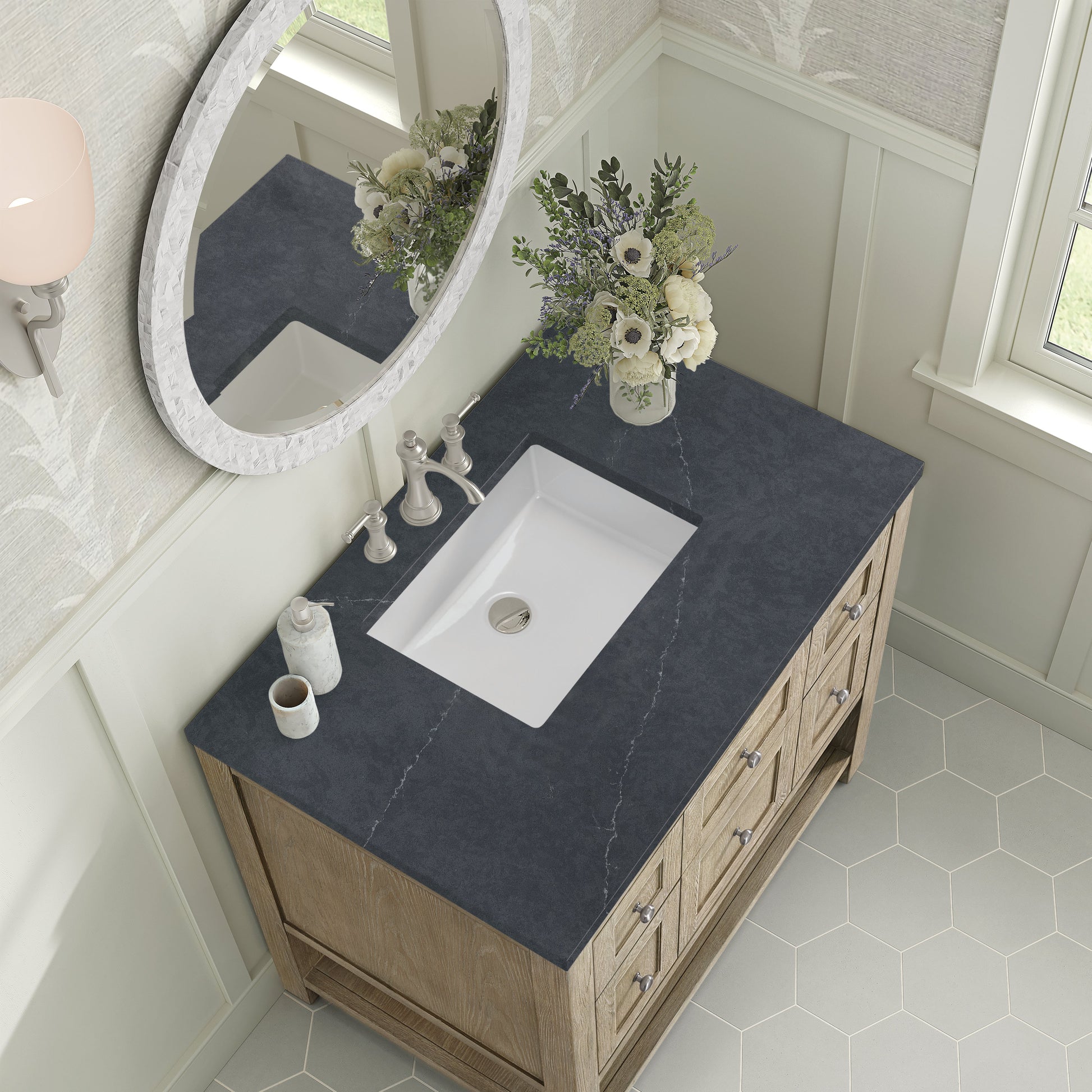 James Martin Vanities Breckenridge 36" Whitewashed Oak Single Vanity With 3 cm Charcoal Soapstone Quartz Top