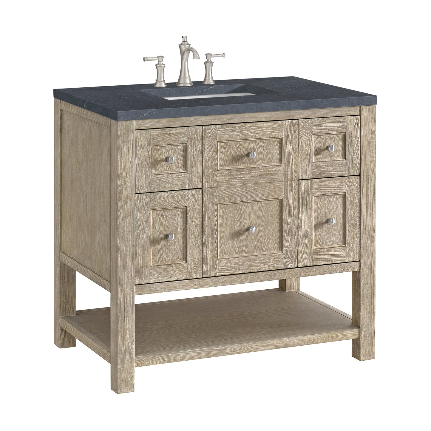 James Martin Vanities Breckenridge 36" Whitewashed Oak Single Vanity With 3 cm Charcoal Soapstone Quartz Top