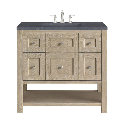 James Martin Vanities Breckenridge 36" Whitewashed Oak Single Vanity With 3 cm Charcoal Soapstone Quartz Top