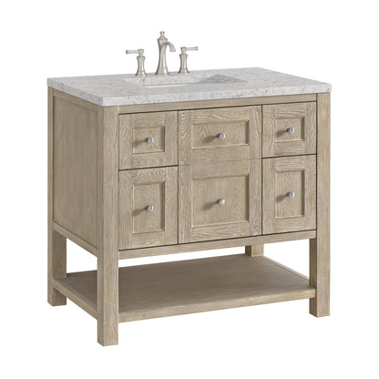 James Martin Vanities Breckenridge 36" Whitewashed Oak Single Vanity With 3 cm Eternal Jasmine Pearl Quartz Top