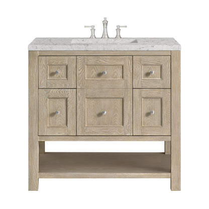 James Martin Vanities Breckenridge 36" Whitewashed Oak Single Vanity With 3 cm Eternal Jasmine Pearl Quartz Top