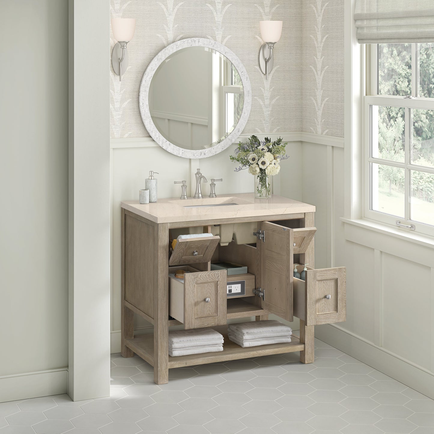 James Martin Vanities Breckenridge 36" Whitewashed Oak Single Vanity With 3 cm Eternal Marfil Quartz Top