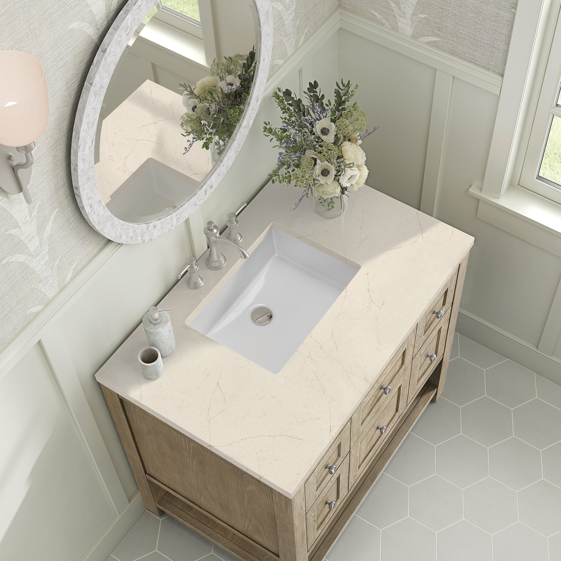 James Martin Vanities Breckenridge 36" Whitewashed Oak Single Vanity With 3 cm Eternal Marfil Quartz Top