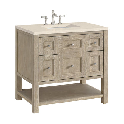 James Martin Vanities Breckenridge 36" Whitewashed Oak Single Vanity With 3 cm Eternal Marfil Quartz Top