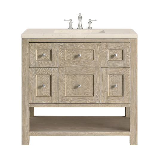 James Martin Vanities Breckenridge 36" Whitewashed Oak Single Vanity With 3 cm Eternal Marfil Quartz Top