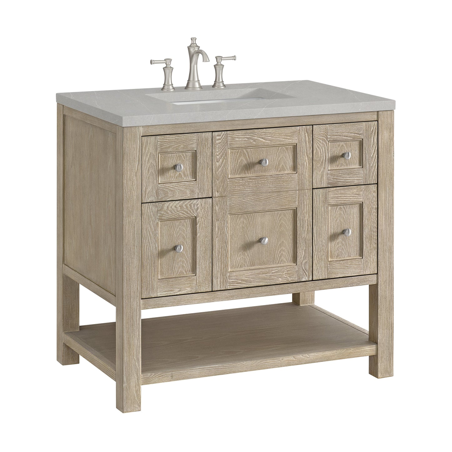 James Martin Vanities Breckenridge 36" Whitewashed Oak Single Vanity With 3 cm Eternal Serena Quartz Top