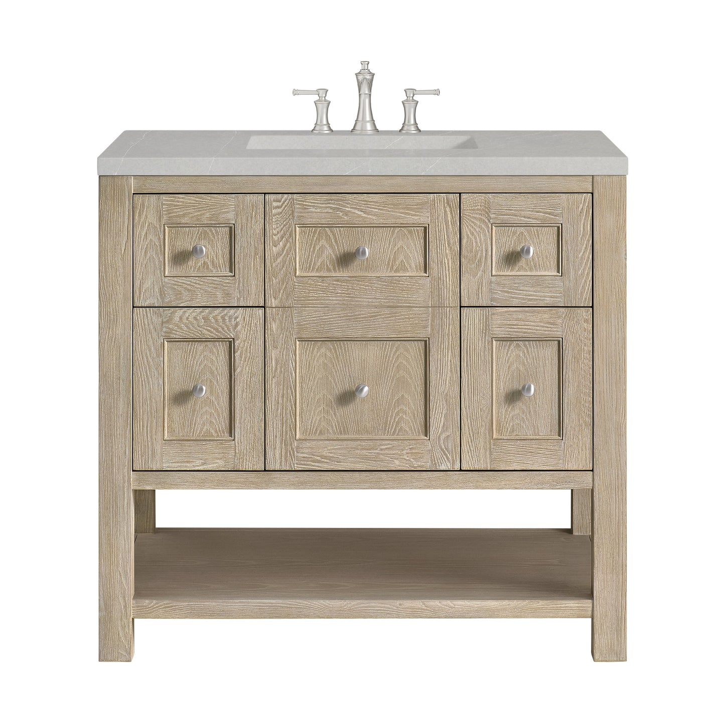 James Martin Vanities Breckenridge 36" Whitewashed Oak Single Vanity With 3 cm Eternal Serena Quartz Top