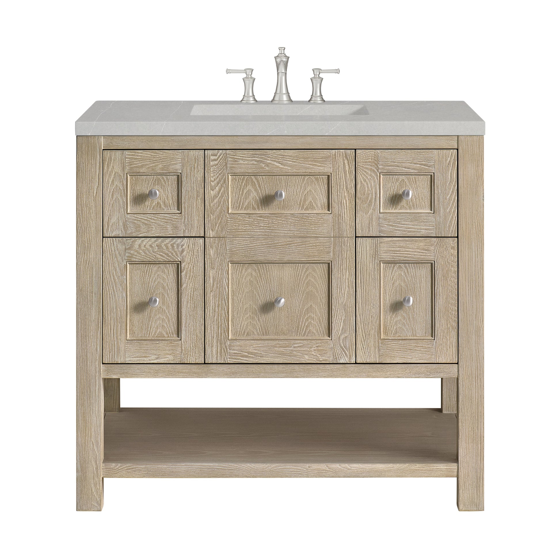 James Martin Vanities Breckenridge 36" Whitewashed Oak Single Vanity With 3 cm Eternal Serena Quartz Top